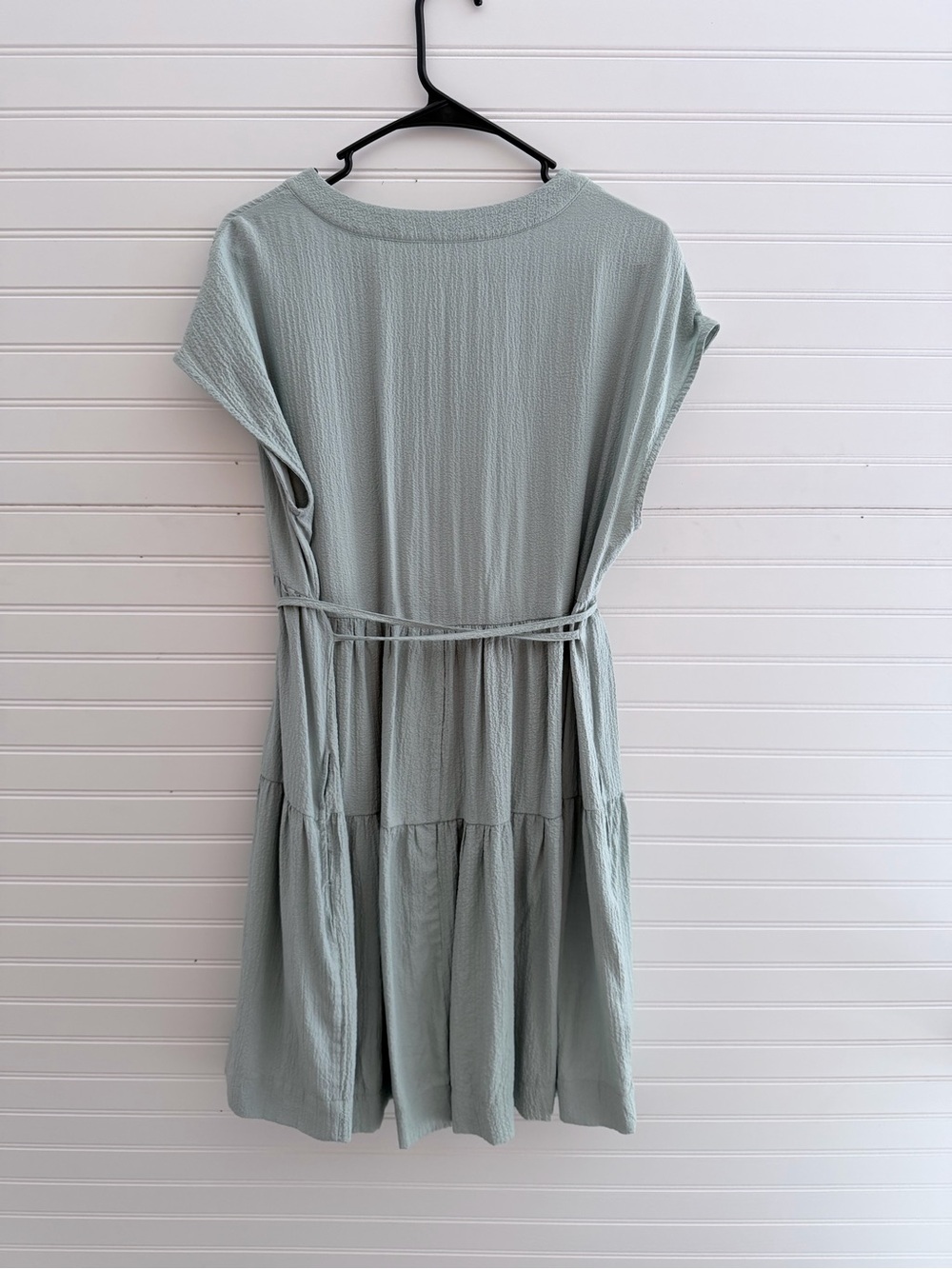 Calvin Klein Sage Green Tiered Belted Dress with pockets - Picture 2 of 3